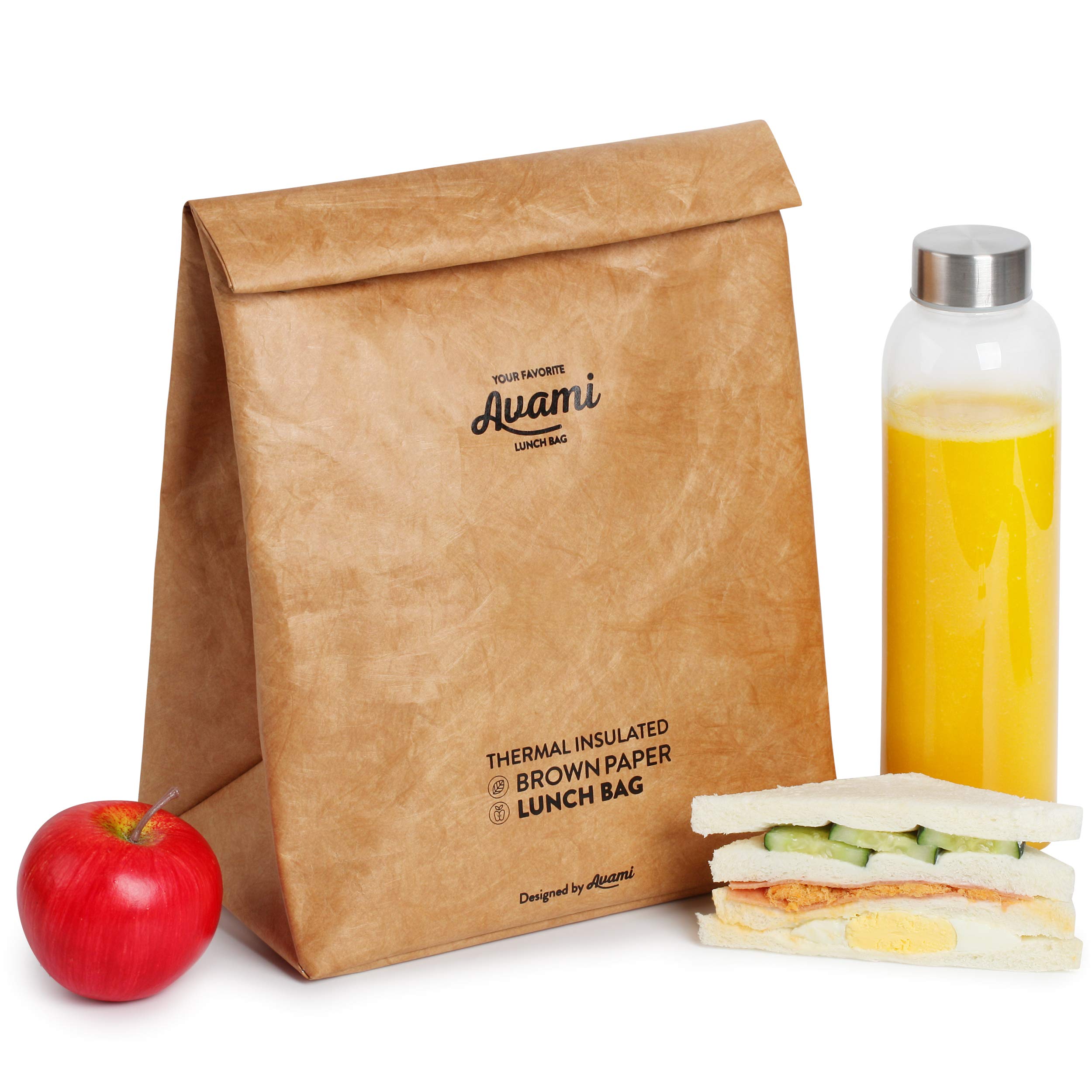 Reusable Brown Paper Cooler Lunch Bag EcoFriendly Durable and Leak Proof Lunch Sack for Office