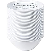 [6 OZ 50 Count] White Plastic Organic Party Dessert bowls Premium heavyweight Elegant Disposable Tableware Dishes
