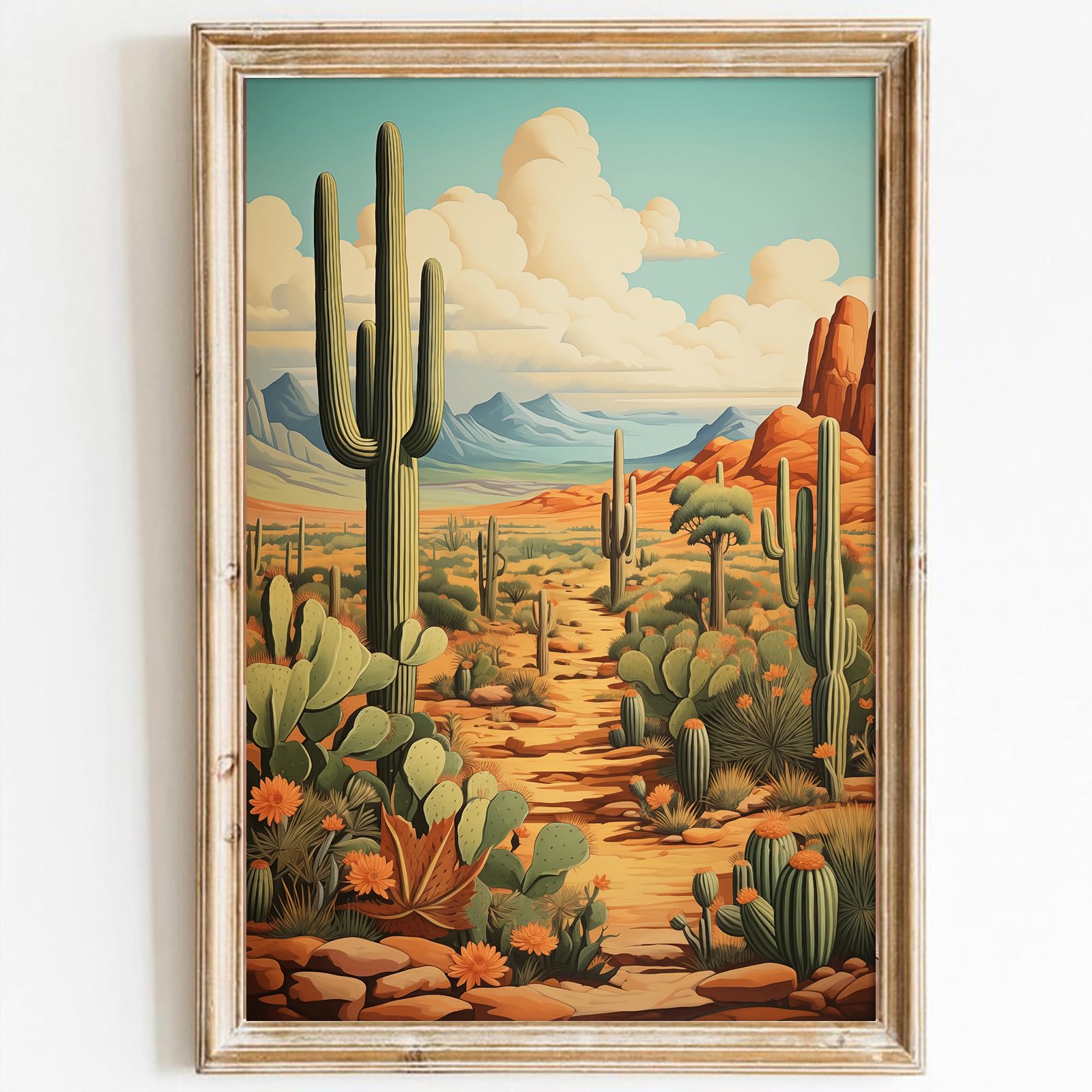 Abstract Cactus Wall Art Desert Landscape Pictures Southwestern Canvas ...