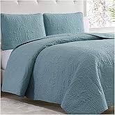 Mellanni King Bedspread Coverlet Set - Bedding Cover with Shams - Ultrasonic Quilting Technology - 3 Piece Oversized Quilt Set - Bedspreads & Coverlets (King, Spa Blue)