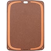 Wood Fiber Cutting Board for Kitchen - Premium Wood Fiber Cutting Board with Juice Groove and Non-slip Feet, Dishwasher Safe, Knife-Friendly Chopping Board for Meat, Bread, Fruit, 17.3”x12.8”, Brown
