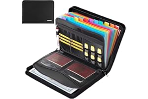 Hontom Accordion File Organizer,13 Pockets Fireproof Document Organizer with Multicolored Pockets, Business Fireproof Safe Storage File Folder Organizer with Zipper for Documents and File
