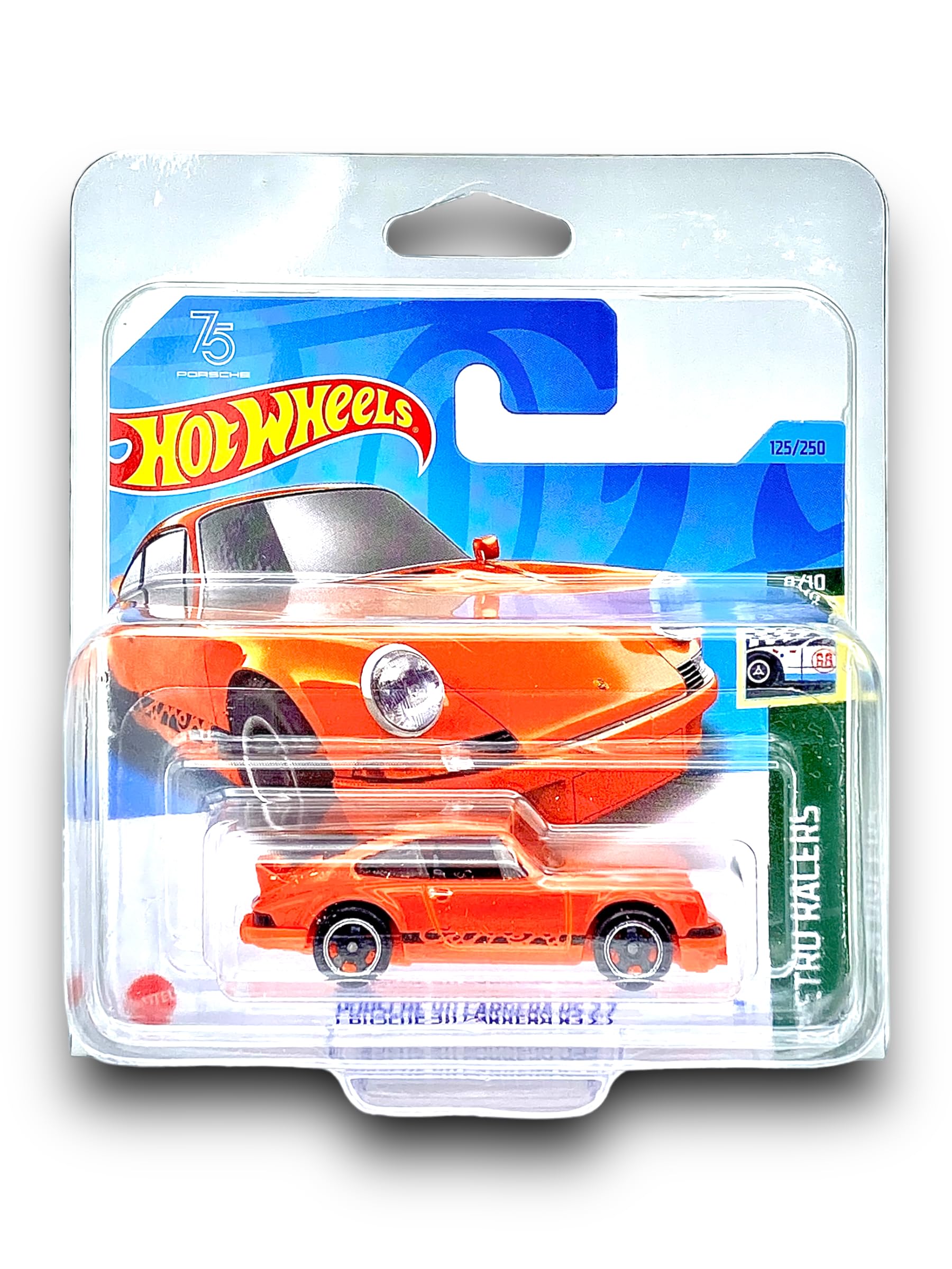Hot Wheels Porsche 911 Carrera RS 2.7 (Orange) 8/10 Retro Racers - 2023-125/250 (Short Card) - COMES IN A KLAS CAR KEEPER PROTECTIVE COLLECTORS CASE - HKJ82