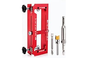 Door Hinge Jig, 6061 Aluminum Alloy Adjustable Router Mortise Template Kit & Door Hinge Cut Out Tool, Fits 2.5" to 5" Hinges,