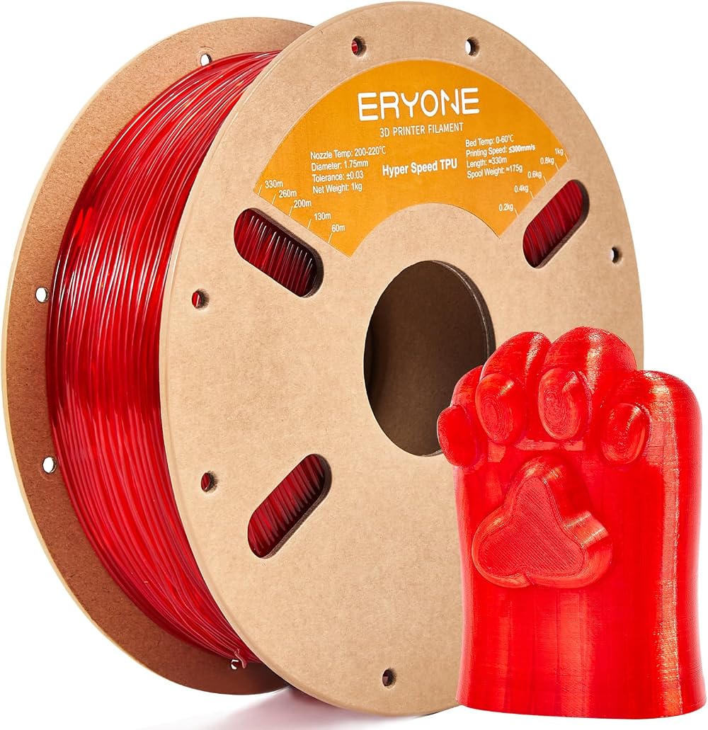 ERYONE High Speed TPU 1.75mm 95A 1kg Transparent Red Filament