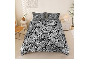 Erosebridal Paisley Jacquard Bedding Set King Vintage Boho Florals Duvet Cover Luxury Vintage Flowers Comforter Cover for Kid