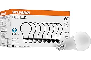 Sylvania ECO LED A19 Light Bulb, 60W Equivalent, Efficient 9W, 7 Year, 750 Lumens, Non-Dimmable, Frosted, 5000K, Daylight - 8