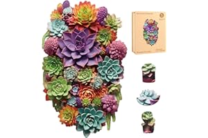 delobil Succulent Waterfall Wooden Puzzles, 200 Pieces Jigsaw Puzzles 12.6'' x7.8'', Unique Design Liberty Wooden Puzzles for Adults and Kids, Family Game Gift Medium Size