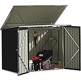 Devoko Outdoor Storage Shed 5.8 x 3.3 FT Metal Trash Shed Waterproof Outside Storage with Lid Chain Hydraulic Gas Rod for Trash Can Weeding Tools