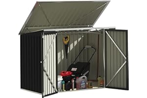 Devoko Outdoor Storage Shed 5.8 x 3.3 FT Metal Trash Shed Waterproof Outside Storage with Lid Chain Hydraulic Gas Rod for Trash Can Weeding Tools