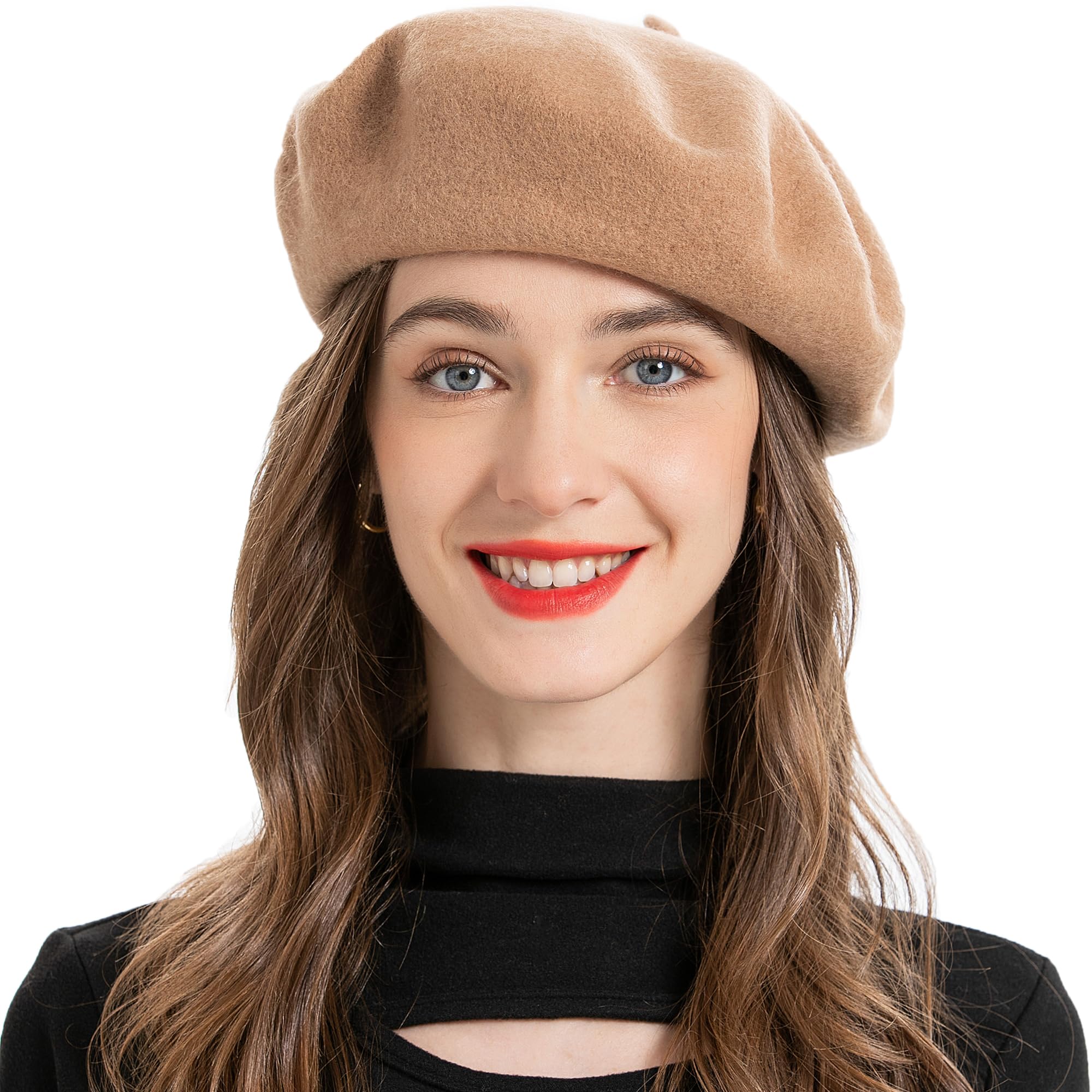 7743 Wool French Beret Hat For Women, Camel Bon Chic main image 3