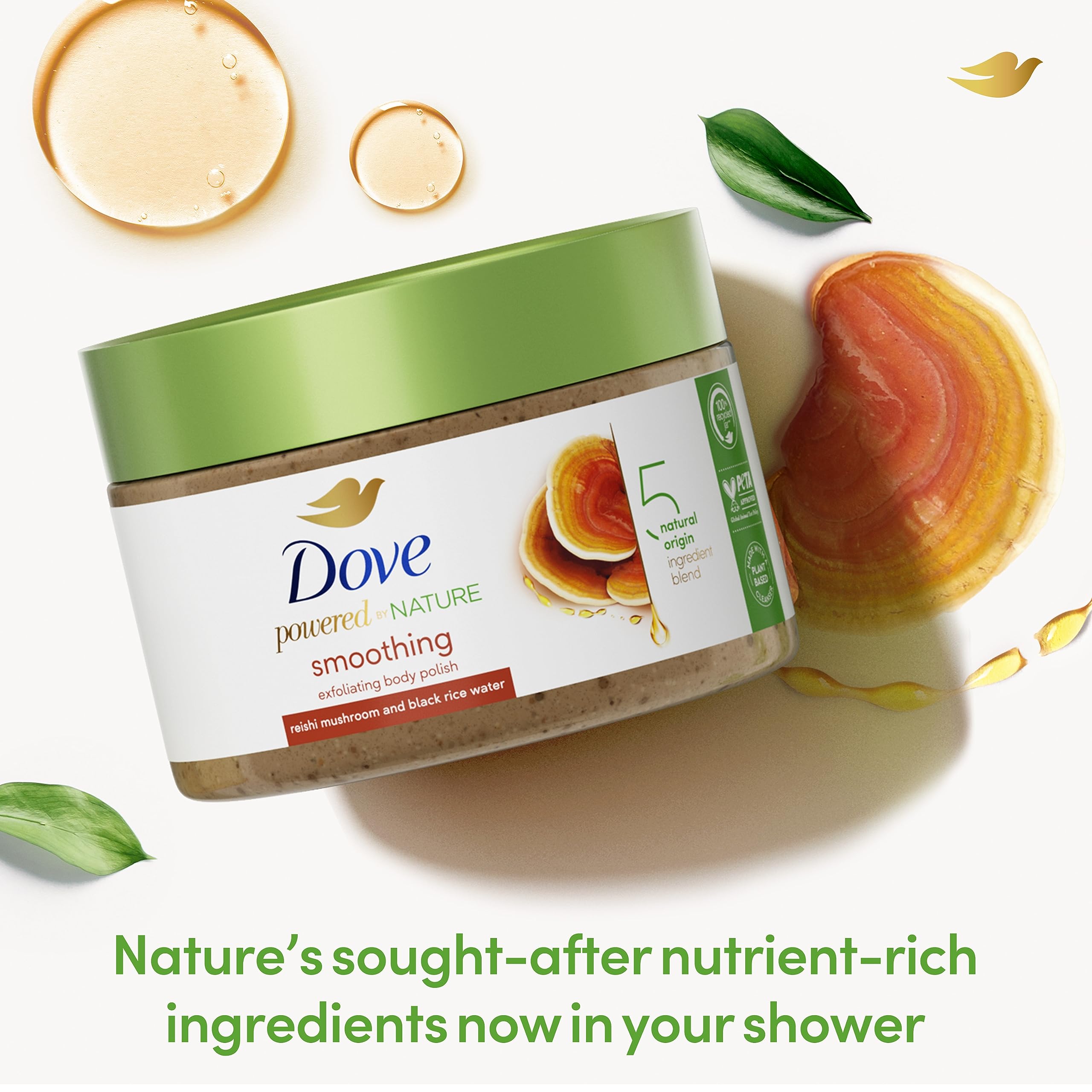 Dove Powered By Nature Smoothing Body Polish Exfoliating With 5 Natural Origin Ingredient Blend For Skin Care 10.5 oz (Pack of 1)