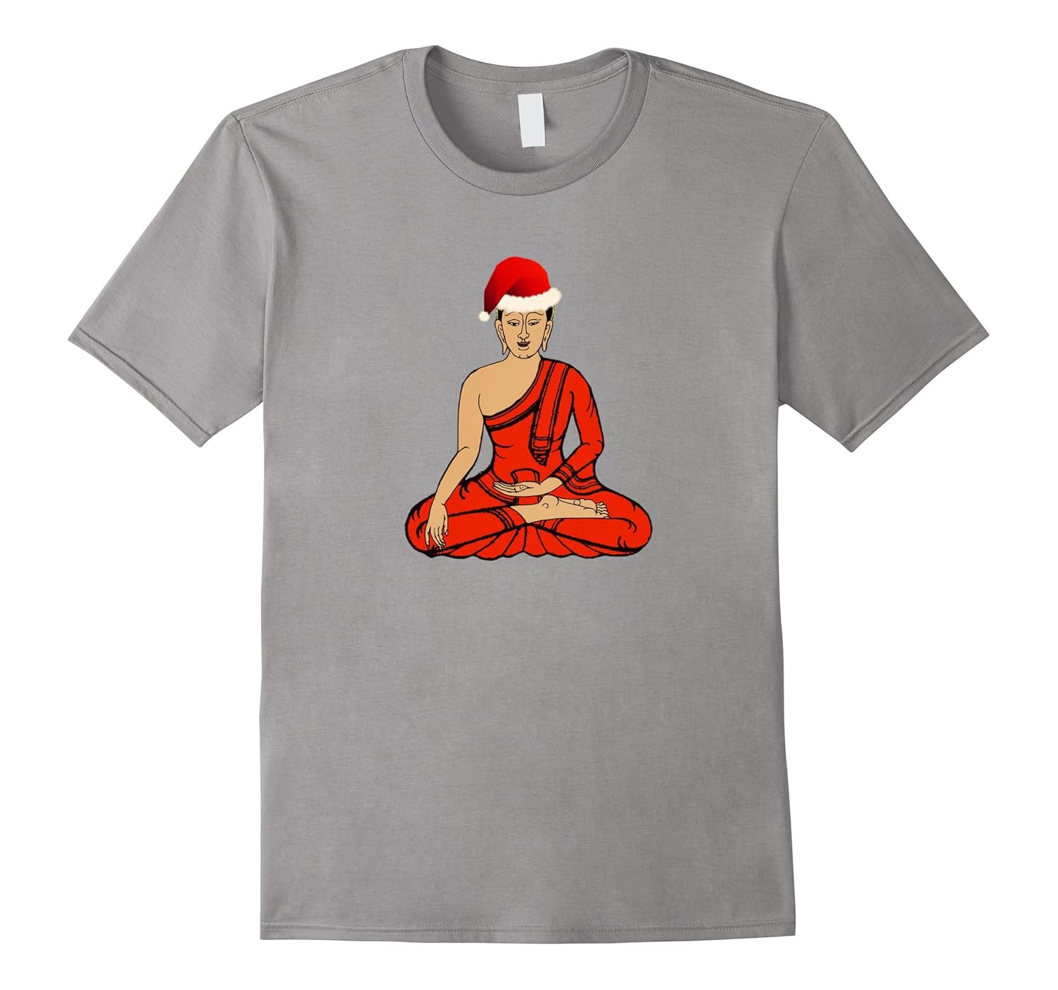 Buddhist Christmas Meditation T-Shirt Monk in Santa Hat Tee-ANZ