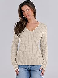ANRABESS Womens Long Sleeve Cable Knit Sweater 2025