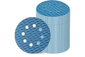 ZHONGHAINUO Orbital Sander Sandpaper 5 Inch 8 Hole Sanding Disc Hook and Loop Pads Sand Paper 240 Grit for Wood Metal 70 PCS Blue Aluminum Oxide Anti Blocking Rhombus Sanding Discs