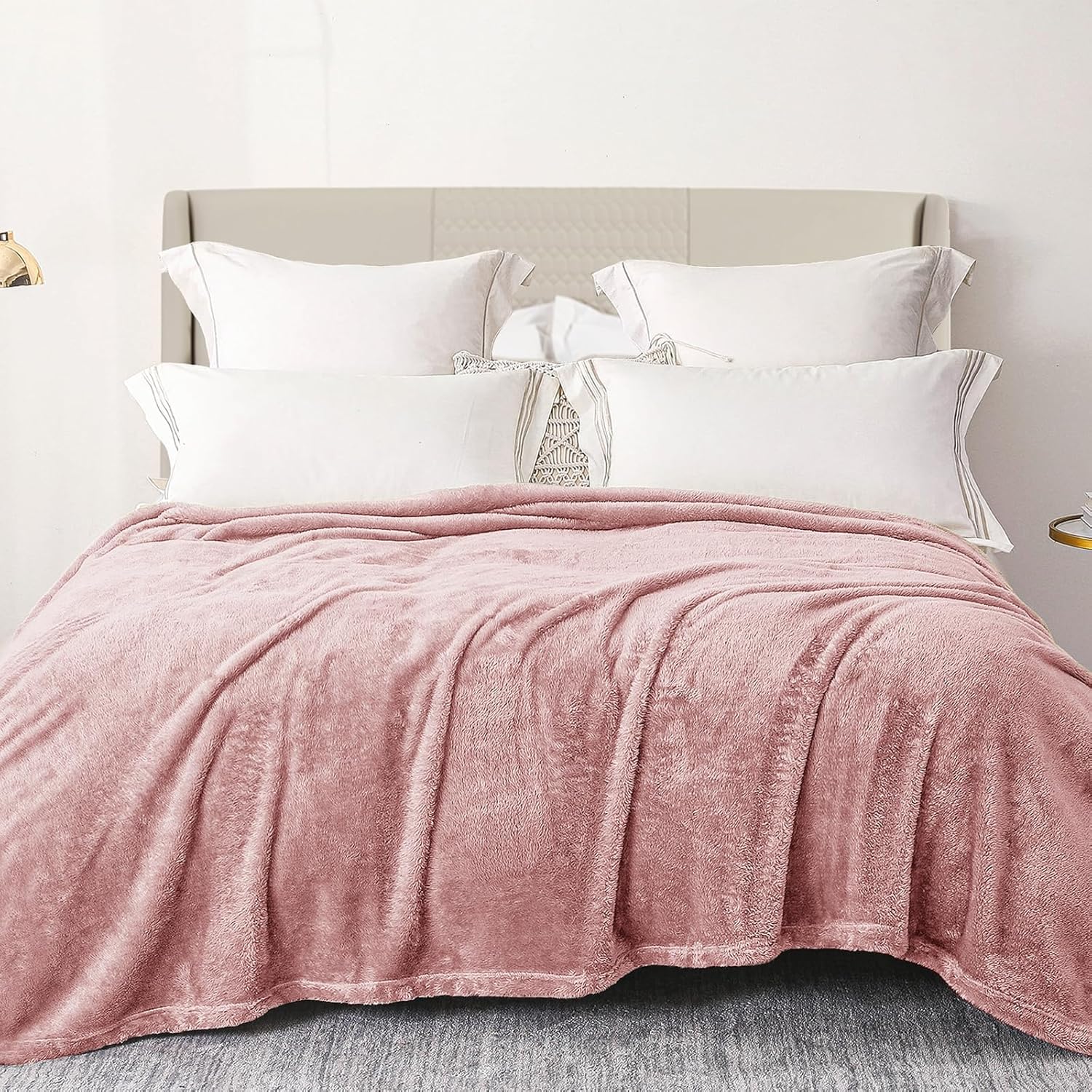 Exclusivo Mezcla Plush Fuzzy Fleece Bed Blanket King Size 230x265 CM, Super Soft, Fluffy and Warm Blankets, Suitable for All Season Use, Dusty Pink