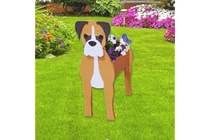 strolfay Boxer Dog Planter Plant Pots,Cute Garden Dog Flower Planter,Dog Planters Birthday Gifts for Women,Office,Indoor/Outdoor Decor（9.45 * 8.54 * 13.23in）