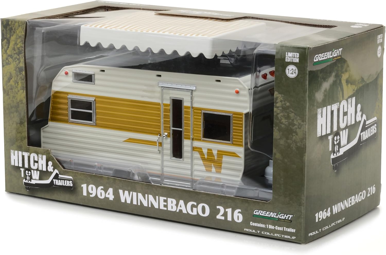 Amazon Com 1964 Winnebago 216 Remolque De Viaje Para 1 24 Modelo A Escala Coches Y Camiones 1 24 Diecast Modelo Greenlight 18420 B Toys Games