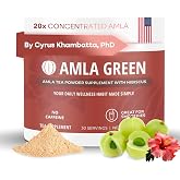 Amla Powder &amp; Green Tea Superfood Supplement with Hibiscus, 20x Ultra Concentrated Amla, Antioxidant Support, Made with Oolong Tea and Indian Gooseberries, Organic, Vegan, Hibiscus, 30 Servings