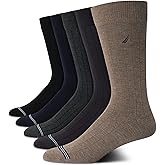 Nautica Mens Dress Socks - 5 Pack Breathable Comfort Stretch Crew-Length Work Socks for Men for Business Formal Wear (6-12.5)