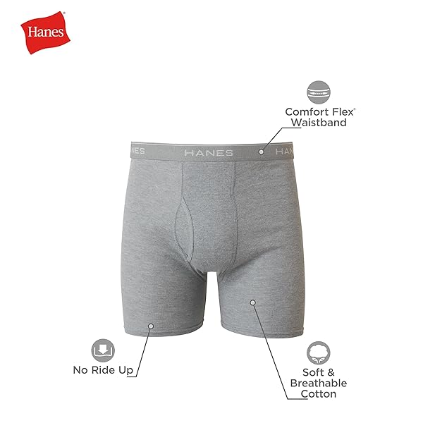 HANES MEN HANES BOXER BRIEFS, COOL DRI MOISTURE-WICKING UNDERWEAR, COTTON NO-RIDE-UP FOR MEN, MULTI-PACKS AVAILABLE