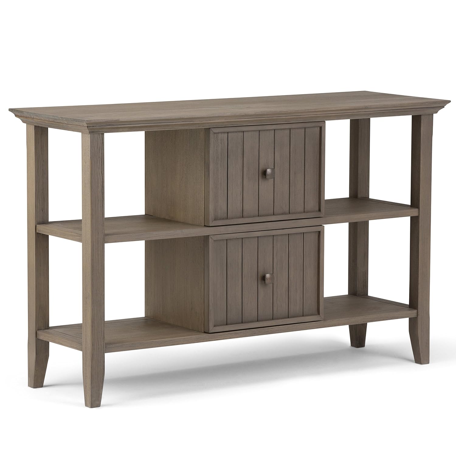 Best Simpli Home Acadian Solid Wood Console Sofa Table, Farmhouse Grey