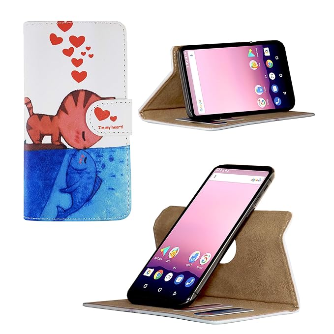 Handy Schutz Hülle | für Elephone R9 | 360° Drehbare Funcktion | PU Leder | - 360° Nano L Liebe Katze