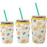 HEYSKAY Insulated Coffee Cup Sleeves Reusable Neoprene Universal Iced Coffee Sleeve for Hot Cold Drinks Beverage Cooler Sleeve Coffee Koozies 16-32OZ for Starbucks Dunkin Coffee and More