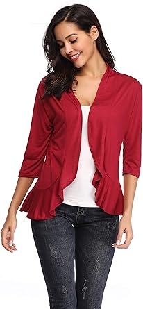 red dressy cardigan