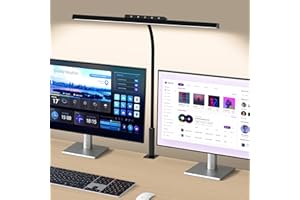 SEOUFRDZ Desk Lamp, 3 Colors Stepless Dimming LED Desk Lamps for Home Office Adjustable Memory Desk Light with Clamp Touch Control Office Lamp Eye Caring Computer Light for Working Sewing(Black)