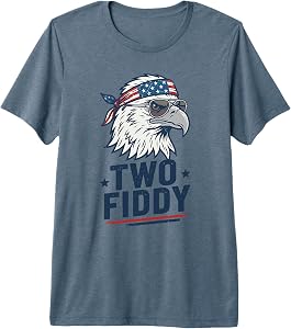 1776 2026 USA Flag 250th Patriotic Eagle Humor Two Fiddy Premium Tri-Blend T-Shirt