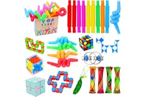 PENVINOO Fidget Toy Chain Marble Fidget Keychain Fidget Toys Snake cube toys Infinity Cube Toy Squeeze-a-Bean Keyring Pea Keychain Soybean Toys Gift