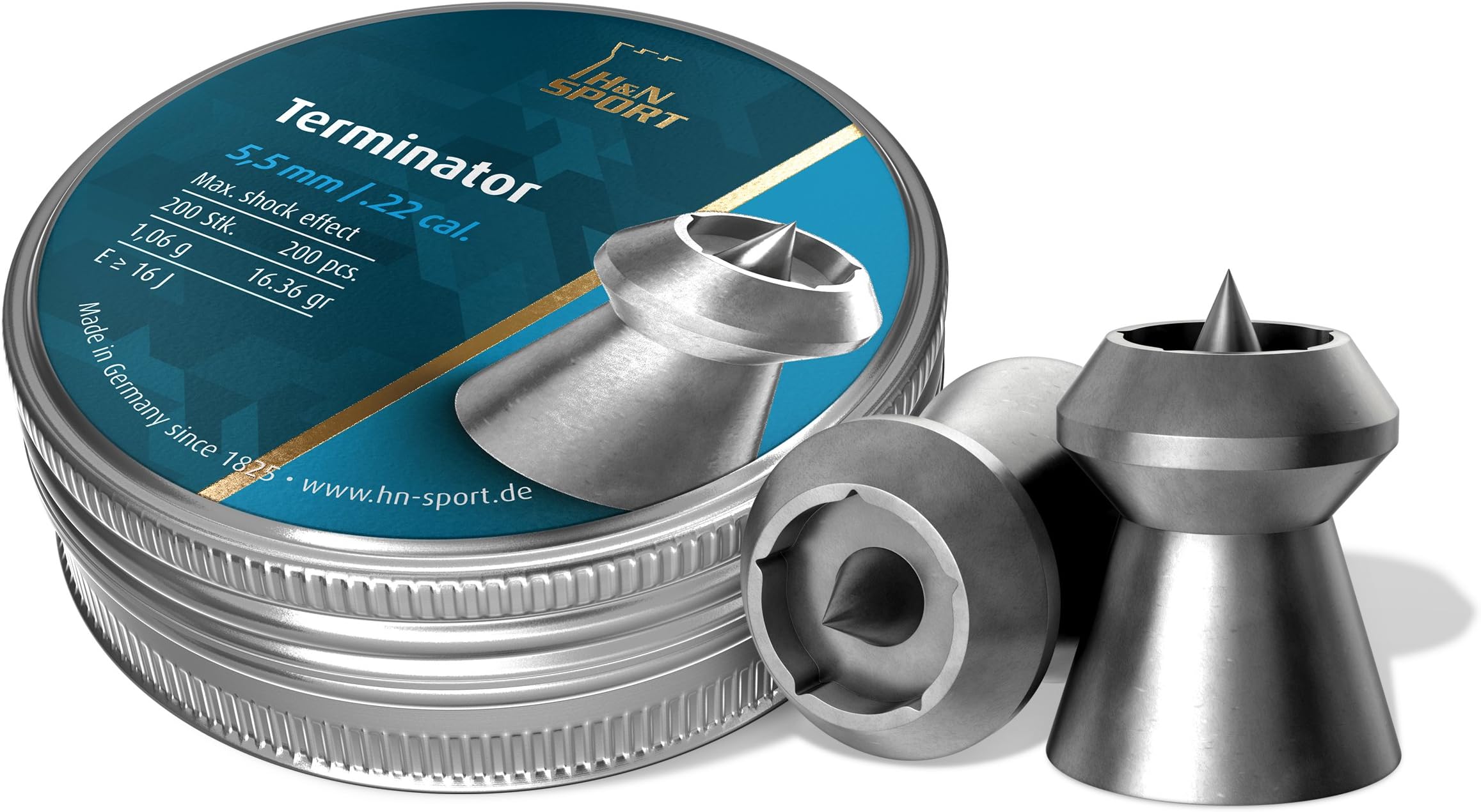 Hatsan H&N Terminator HP Pellets.177/.22 Caliber, 7.25/16.36 Grain, 400/200 Count