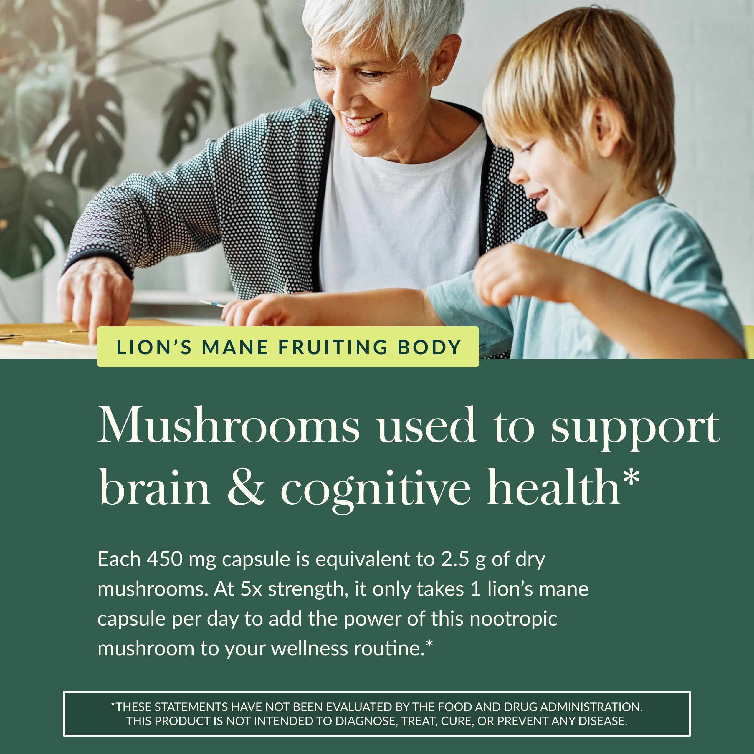 Gaia Herbs Lion’s Mane Mushroom - Brain & Nerve Health Support - 40 Vegan Capsules