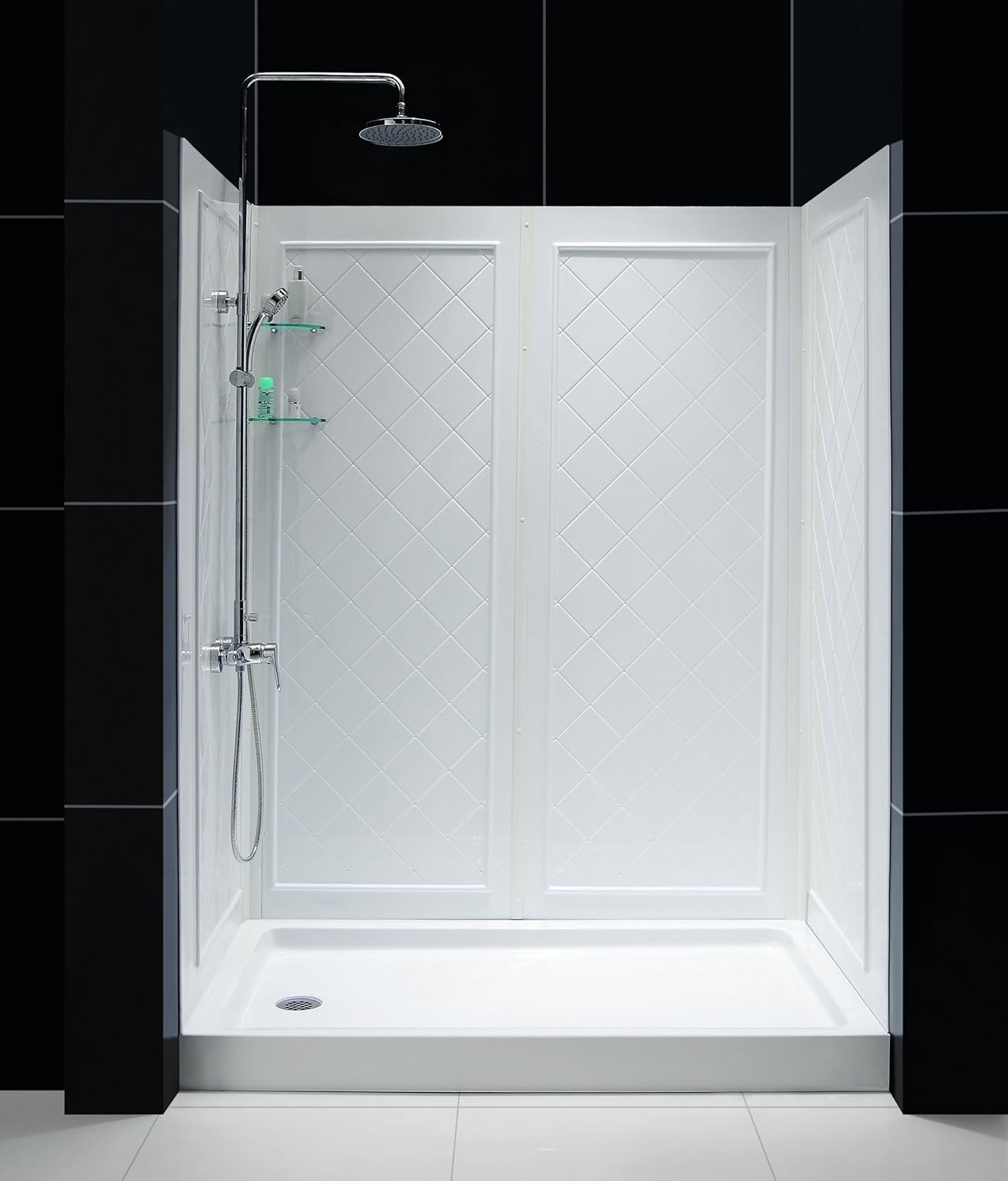 DreamLine Wall Panel and Amazon Base Shower Bases