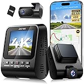 Dash Cam Front and Rear: 4K+1080P FHD Dual Dash Camera for Cars with Night Vision, 2 Channel HDR Dash Camera, 24H Parking Mode Car Camera, Built-in GPS, WiFi 6, Free 64GB Card