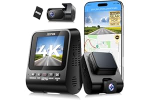 JZONES Dash Cam Front and Rear: 4K+1080P FHD Dual Dash Camera for Cars with Night Vision, 2 Channel HDR Dash Camera, 24H Parking Mode Car Camera, Built-in GPS, WiFi 6, Free 64GB Card