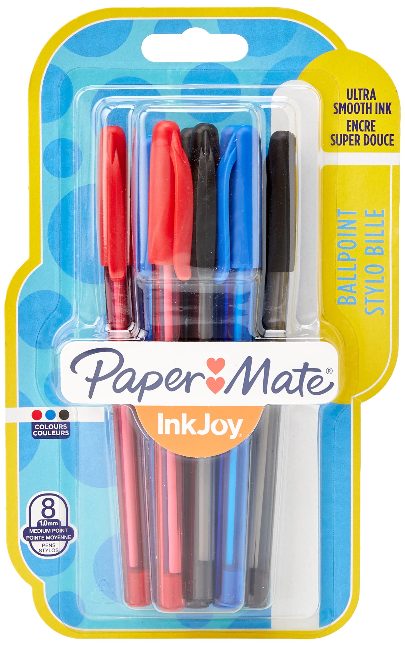 Paper Mate Inkjoy, 100 Ballpoint Pen, Assorted (Pack of 8),Black