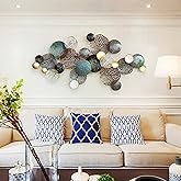 edaknez Large Metal Wall Decor, Metal Flower Wall Art for Living Room, 3D Stacked Leaves Wall Art Decor, Nautical Coastal Out