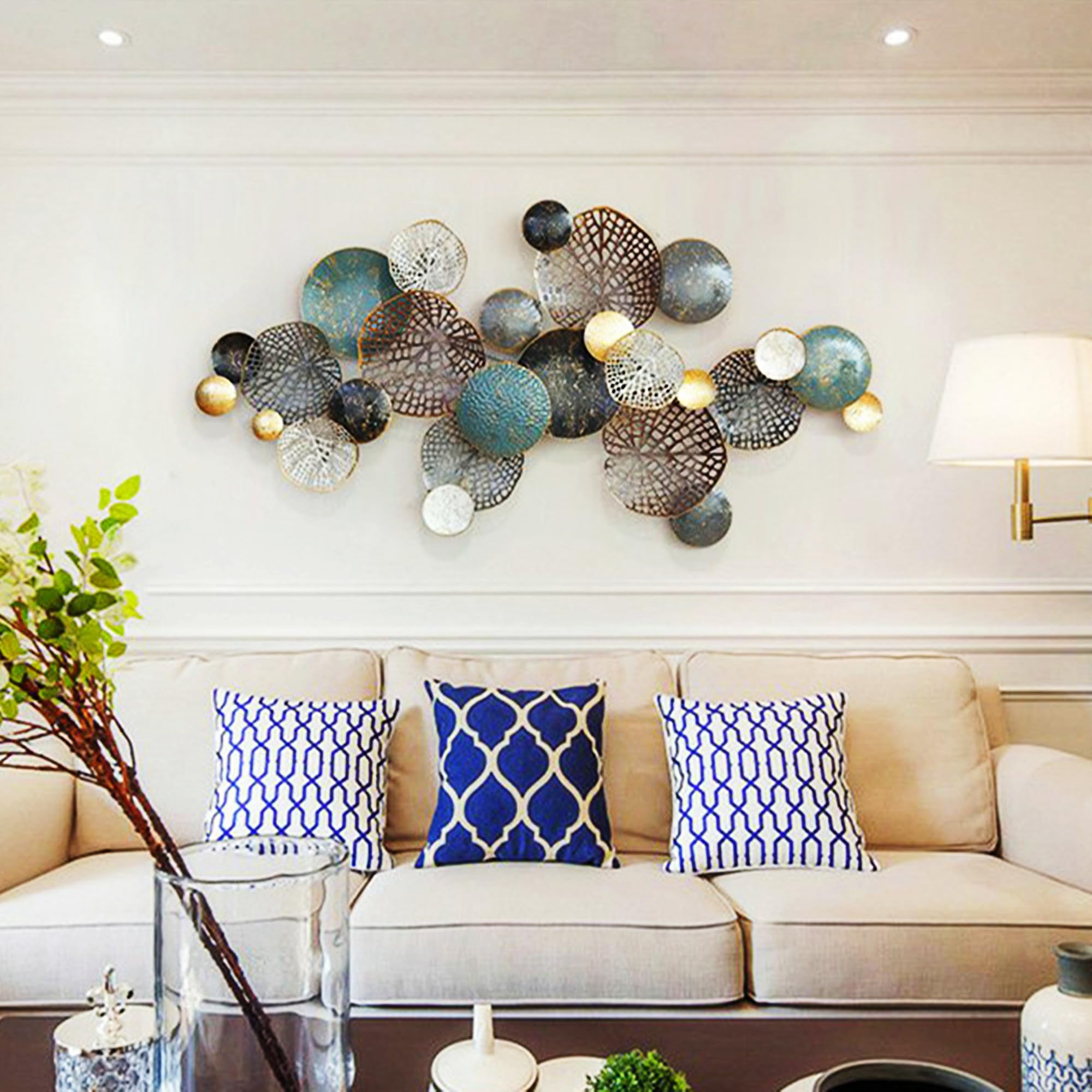 edaknez Large Metal Wall Decor, Metal Flower Wall Art for Living Room