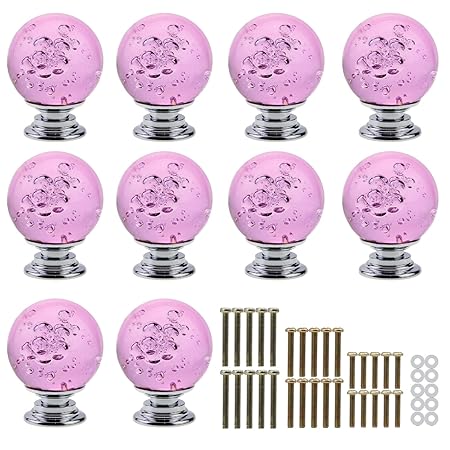 Psmgoods Clear Crystal Glass Drawer Knobs With Bubble Ball
