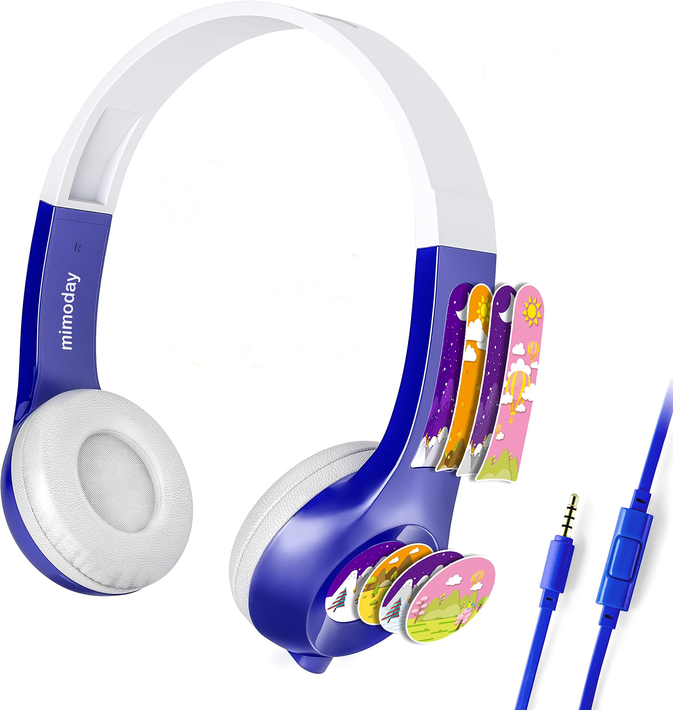 Mimoday Kids Headphones for Kindle Fire Kids Edition Tablet Volume Limiting with Microphone Over Ear Headphones for Boys Girls(Blue)