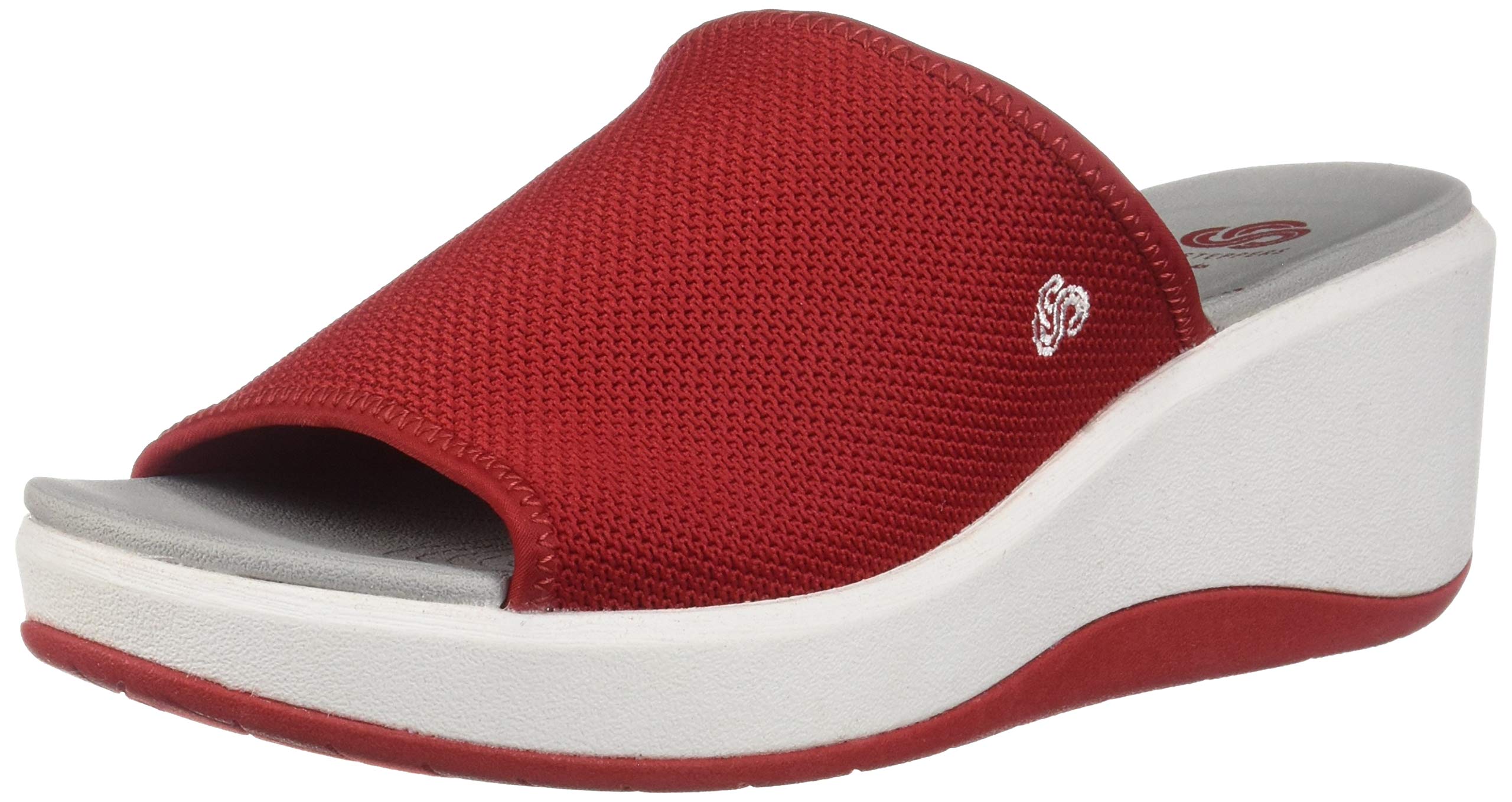 Clarks Women's Step Cali Bay Sandal, red Textile Knit, 090 W US