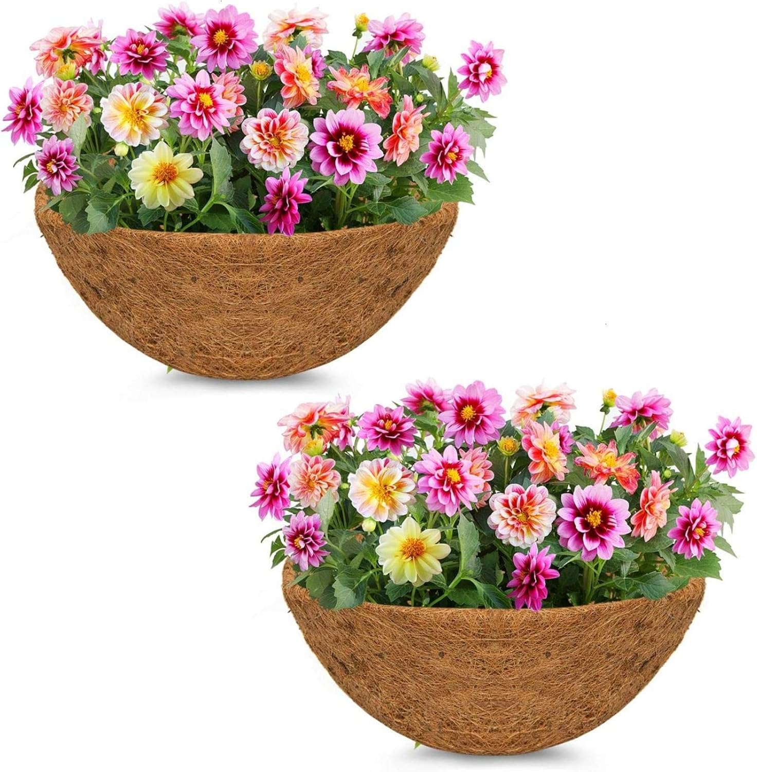 24 Inches Coco Coir Liner, 2PCS Replacement Coco Liner for Hanging Basket, for Hanging Basket Coconut Fiber Planter Inserts Garden Flower Pot(Round)