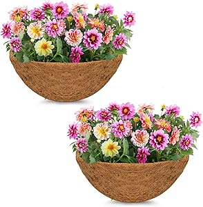 24 Inches Coco Coir Liner, 2PCS Replacement Coco Liner for Hanging Basket, for Hanging Basket Coconut Fiber Planter Inserts Garden Flower Pot(Round)
