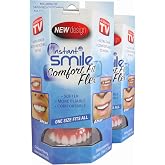 Instant Smile Flex 2pk - Bright White Shade - One Size Fits Most. Fix Your Smile At Home in Minutes! Comfortable Upper Cosmetic Veneer for A Perfect Smile!