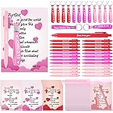 Tosstuki 50 Set Christian Valentines Gift Bulk, Jesus Love You Ballpoint Pen Bible Verse Card Silicone Keychain Gift Bag for Church Religious Valentine Party Favor Thank Exchange