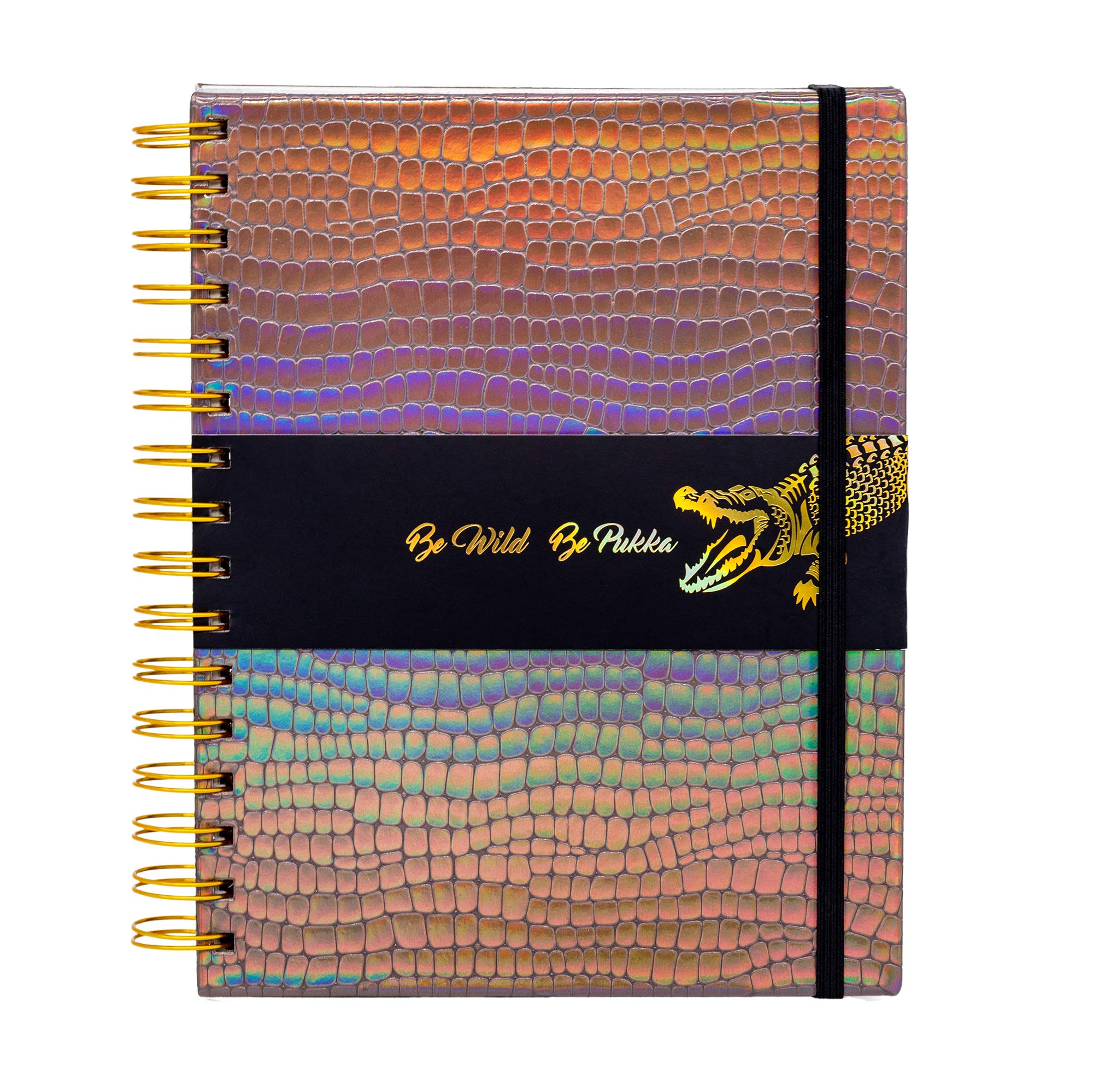 Pukka Pad, Wild A5 Project Book - 21 x 14.8cm Notebook with Dividers and Elastic Band Closure - Crocodile