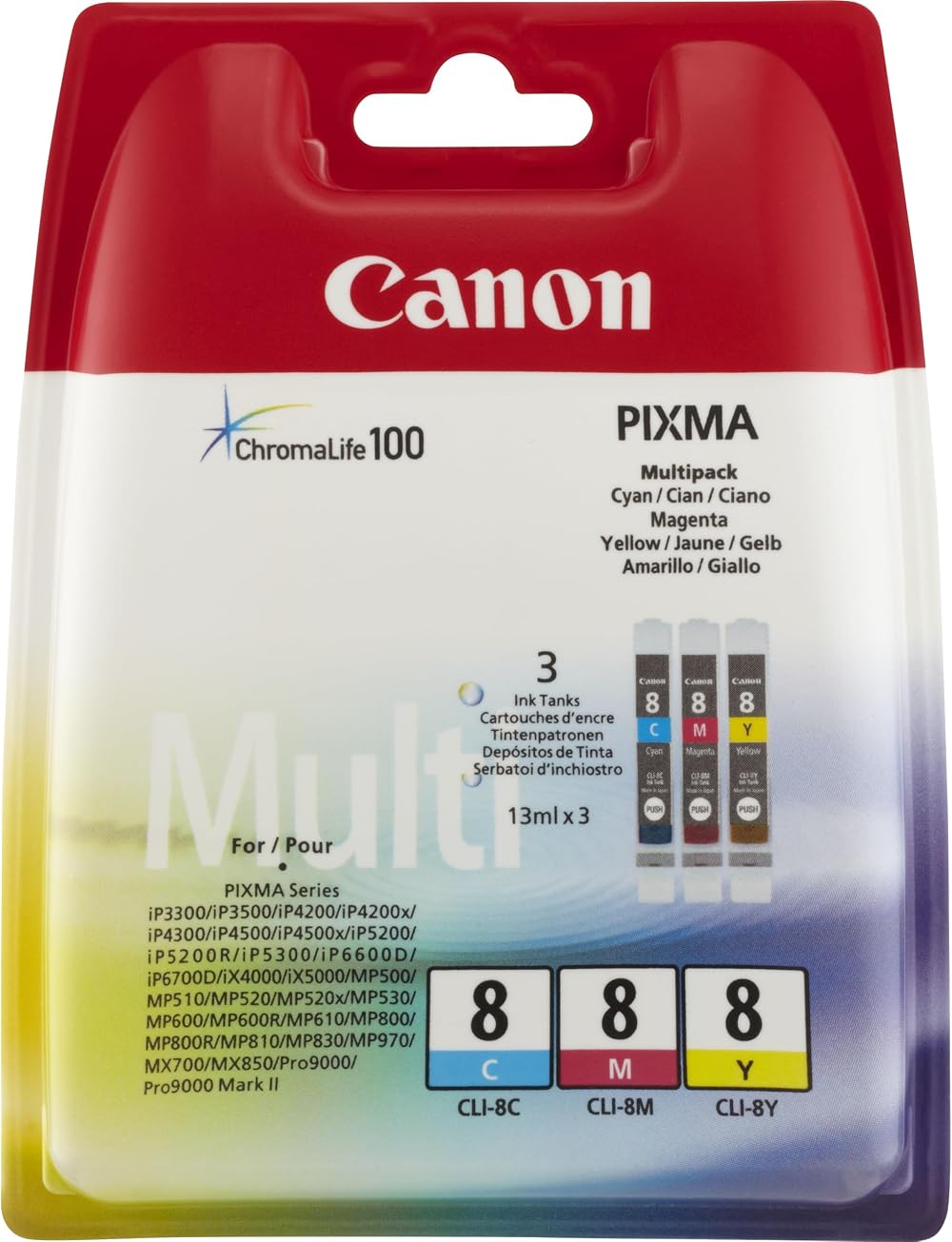 Canon CLI-8 Ink Tank Multipack Yellow Cyan Magenta for PIXMA Pro9000 iP6600D