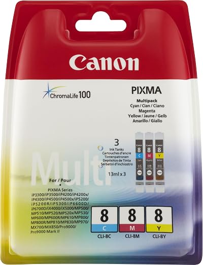 Canon CLI-8 Ink Tank Multipack Yellow Cyan Magenta for PIXMA Pro9000 iP6600D